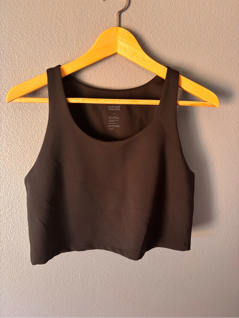 girlfriend collective Black Cropped Tank Top with Wide Straps